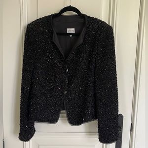 Armani Collezioni jacket in black size 14 with beautiful fabric detail.